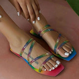Regenbogenfarben Strasssteine Flach Pantoffel