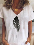 Kurzarm-T-Shirt mit Federdruck für Frauen