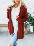 Lang Cardigan Zopfgestrickt Schwarz Weiss