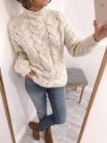 Solid Langärmelig Einfach Gestrickt Pullover