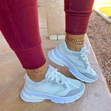 Sportlich Farbe Block Plateau Schnürsneakers