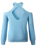Gestrickt Baumwolle Pullover mit langen Ärmeln für Frauen