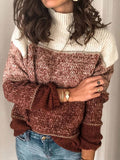 Streifen Schildkrötenhals Ausschnitt Langärmelig Strickpullover