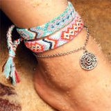Boho Bauwolle Anhänger Mehrfarbig Fußkette Knöchelkette