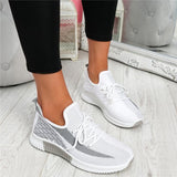 Mesh Flyknit Stoff Schnürsneakers Rot Orange Grau