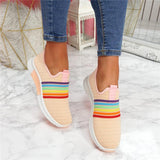 Regenbogen Farben Flyknit Schlupf Laufschuhe Sneakers