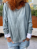 Minimalist Crew Ausschnitt Weiss Blau