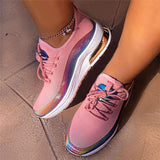 Regenbogen Farben Keilabsatz Sportlish Schnürsneakers