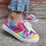 Multifaribg Tie-dye Reißverschluss Verziert Flach Sneakers