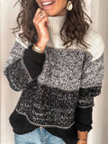 Streifen Schildkrötenhals Ausschnitt Langärmelig Strickpullover
