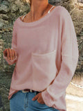 Sweatshirts Süß Pink Mit V Ausschnitt