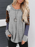 Leopard Perforiert Crew Ausschnitt T Shirts