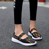 Gewebt Perforiert Keilabsatz Sneakers Pink Lila