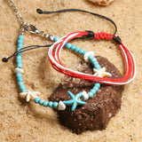 Türkis Boho Seestern Riemen Fußkette Knöchelkette