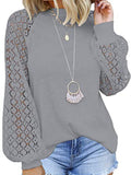 Spandex Crew Ausschnitt Perforiert Lace Shirts