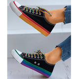 Regenbogen Farbkombination Leinwand Schnürsneakers