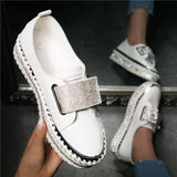Strasssteine Plateau Sneakers mit Klettverschluss