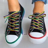 Regenbogen Farbkombination Leinwand Schnürsneakers