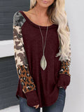 Leopard Perforiert Crew Ausschnitt T Shirts