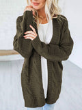 Lang Cardigan Zopfgestrickt Schwarz Weiss