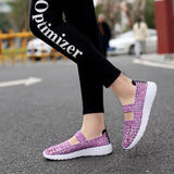 Gewebt Perforiert Keilabsatz Sneakers Pink Lila