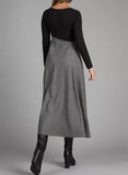 Elegantes V-Ausschnitt Langarm Midikleid