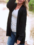 Lang Cardigan Zopfgestrickt Schwarz Weiss