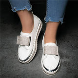 Strasssteine Plateau Sneakers mit Klettverschluss