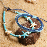 Türkis Boho Seestern Riemen Fußkette Knöchelkette