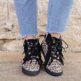 Leopard Gestreift Quaste Schnür Sneakers