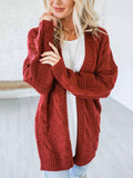 Lang Cardigan Zopfgestrickt Schwarz Weiss
