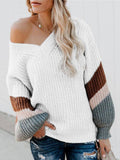 V Ausschnitt Pullover Leicht Warm Einfach Gelb