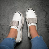 Strasssteine Plateau Sneakers mit Klettverschluss