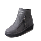 Doppel Reißverschluss Keilabsatz Stiefelette Braun Grau