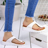 Minimalist Bequem Schlupf Keilabsatz Zehentrenner Pantoffel