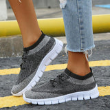 Flyknit Stoff Sportlisch Flache Schnürsneakers Pink Grau Schwarz