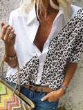 Leopard Print mit Kragen Hemd Knopfen
