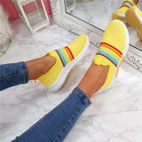 Regenbogen Farben Flyknit Schlupf Laufschuhe Sneakers
