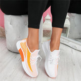 Mesh Flyknit Stoff Schnürsneakers Rot Orange Grau