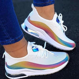 Regenbogen Farben Keilabsatz Sportlish Schnürsneakers