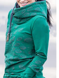 Grün Tunnelzug Baumwollgemisch Lässig Kapuze Sweatshirt