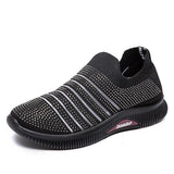 Perforiert Glitzersteine Gestreift Slip-On Sneakers Laufschuhe
