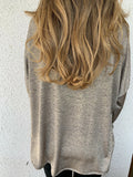Federmuster Sweatshirts Grau mit Lang Ärmeln