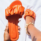 Faltet Lackleder Pantoffel Orange