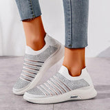 Perforiert Glitzersteine Gestreift Slip-On Sneakers Laufschuhe