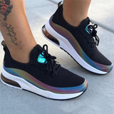 Regenbogen Farben Keilabsatz Sportlish Schnürsneakers