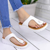 Minimalist Bequem Schlupf Keilabsatz Zehentrenner Pantoffel