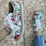 Floral Muster Reißverschluss Schnürsneakers