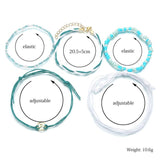 Blaue Fußketten Strand Fußkettchen Schmuck für Damen 5pc / Set