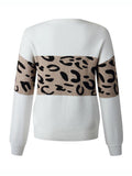 Normal Leopard Rundhals Langarm Pullover